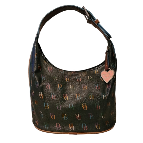 Vintage Dooney & Bourke Rainbow Monogram Logo Mini Hobo Bucket Bag Purse Y2K - Picture 1 of 16